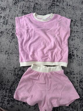 Zara Kids Light Pink Two-Piece Matching Set with Cream Trim